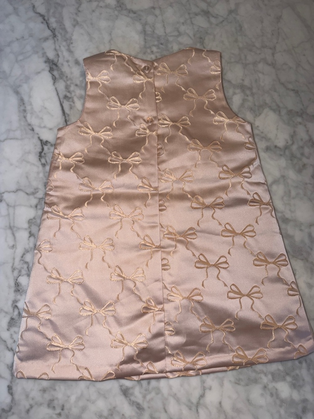 NWOT H&M Blush Pink Satin Bow-Appliqué Sleeveless Dress 2T - Picture 6 of 8